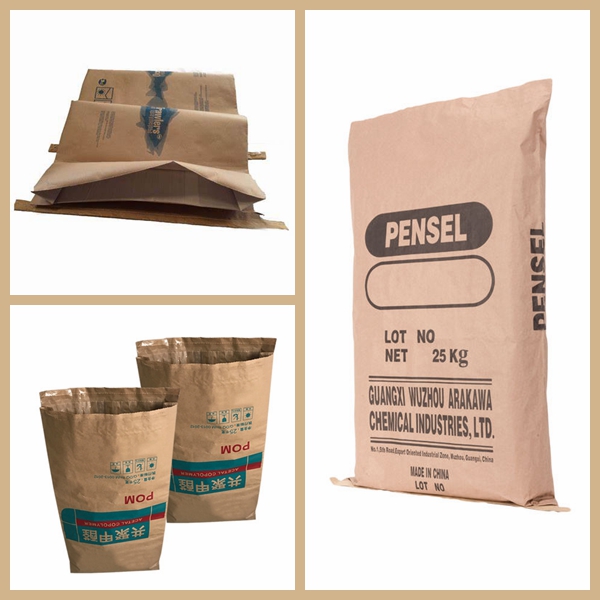 Cor elástico de papel do papel de embalagem de saco 50kg Brown do saco químico do cimento