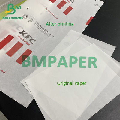 50 g de papel à prova de gordura de qualidade alimentar, imprimível, embalagem de sanduíches de embalagem de hambúrguer branco