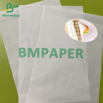 Papel de proteção contra óleo de 35 gm 40 gm Papel branco à prova de gordura em rolos Tamanho personalizado para embalagem de alimentos