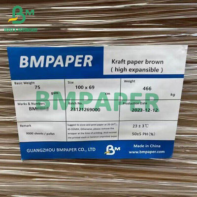 Papel de Saco Extensivel de Alta Força 75gm 80gm 85gm Papel Kraft Marrom Virgem