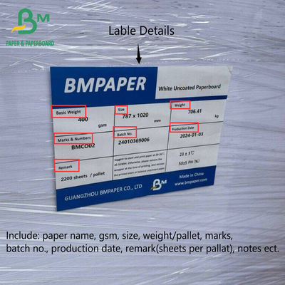 53 gm - 400 gm Folha livre não revestida Papel livre de madeira Livro de cartão 78 X 102cm 72 X 105cm 77 X 110cm Tamanho grande