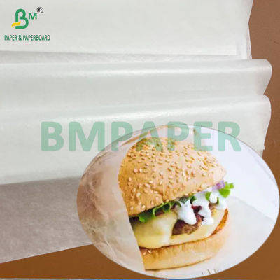 Papel de cera branca resistente ao óleo 30 grs 35 grs Papel de cera branca para embalagem de sanduíches Hambúrgueres