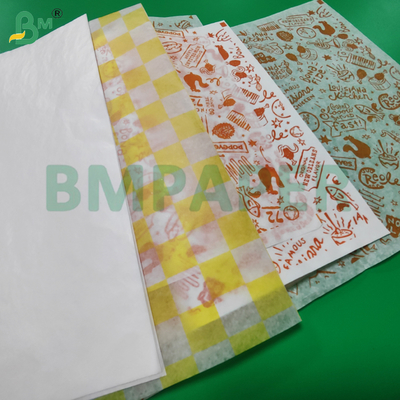 30 gm 32 gm Papel de embrulho revestido de cera de qualidade alimentar para hambúrguer 14' x 18'