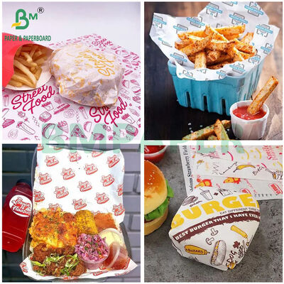 Kit de Papel à Prova de Óleo Branqueado de 38gsm 40gsm Kit 5 Kit 7 para Embalagem de Fast Food