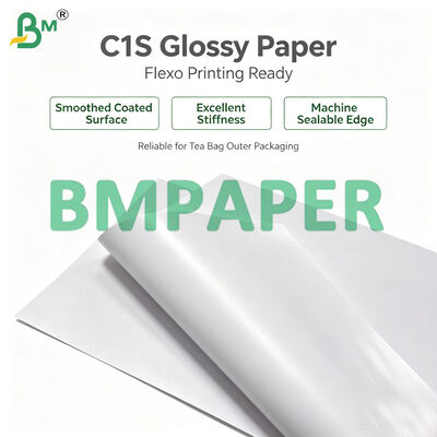 Papel revestido brilhante C1S 80gsm um lado para envelopes externos de sachês de chá