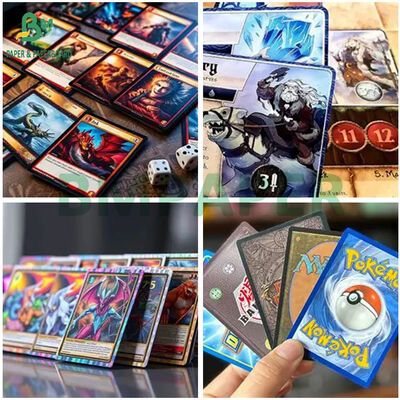 Cartão de papelão preto à prova de luz anti-falsificação de 310GSM e 320GSM para jogos de cartas colecionáveis